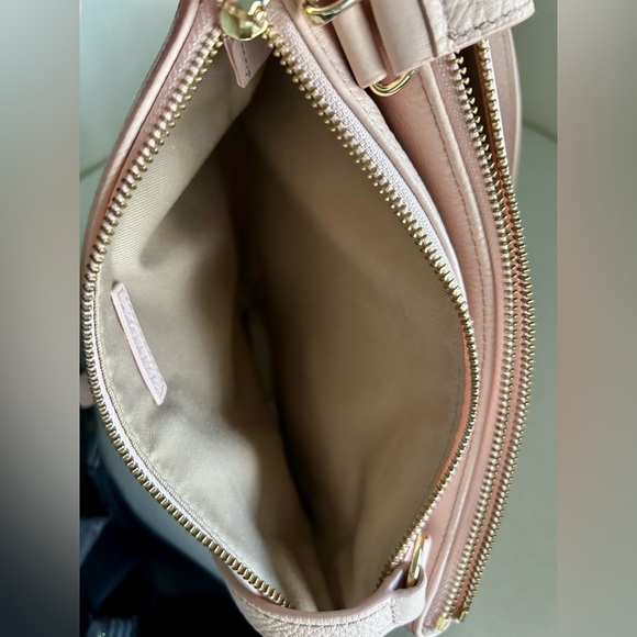 SOLD Talbots pink leather double zip crossbody shoulder purse - Picture 7 of 8